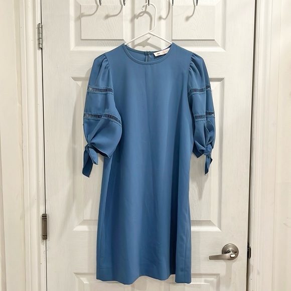See by Chloe Riverside Blue Tie Sleeve Shift Dress - Picture 4 of 16